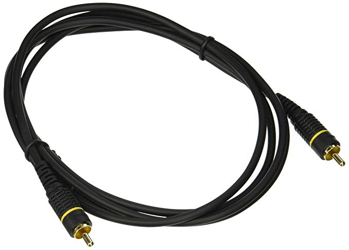 TNP Subwoofer S/PDIF Audio Digital Coaxial RCA Composite Video Cable (6 Feet) - Gold Plated Dual Shielded RCA to RCA Male Connectors - Black