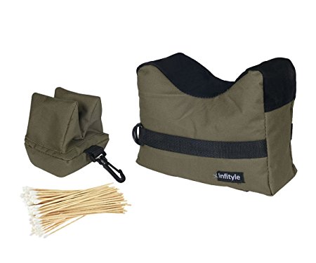 Infityle Shooting Rest Bag – Outdoor Tack Driver Rifle Gun Target Sports Bench Unfilled Front & Rear Bags For Shooter Hunter with Cotton Swabs