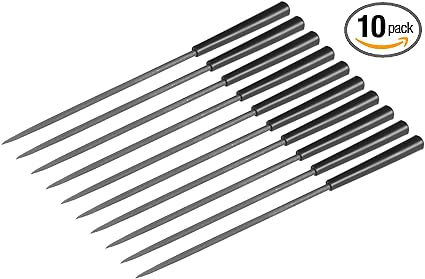 uxcell 10Pcs Second Cut Steel Round Needle File with Plastic Handle, 3mm x 140mm