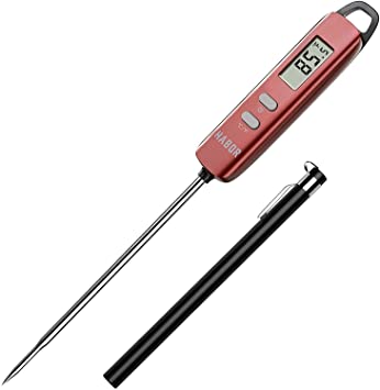 Instant Read Digital Cooking Candy Thermometer with Super Long Probe for Kitchen BBQ Grill Smoker Meat Oil Milk Yogurt Temperature, Standard, Rose Red,1