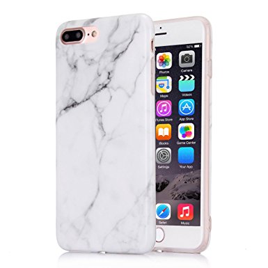 iPhone 7 Plus Case, iPhone 8 Plus Case, Samyoung White Marble Slim Fit Full Protection Anti Shock Design Soft TPU Flexible Case for iPhone 7 Plus, iPhone 8 Plus (5.5 inches)