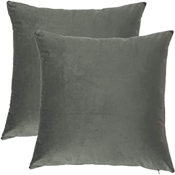 JUEYINGBAILI Throw Pillow Covers Velvet Decorative 2 Packs Ultra-Soft Dark Grey Pillowcase 18 x 18 Inch for Couch,Chair,Sofa,Bedroom,Car,Square Solid Color