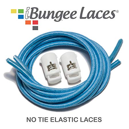 iBungee No Tie Shoelaces (Elastic) (With Shoe Lace Locks) - Premium Stretch Laces - Easy Installation, Sized For Perfect Fit, Highest Quality Bungee (Made in the USA)