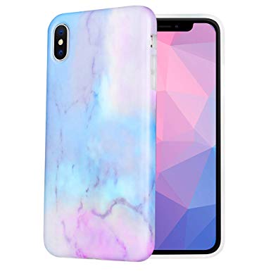 Caka Marble Case Compatible for iPhone Xs Max, Rainbow Pattern Slim Anti-Scratch Shock-Proof Fashion Luxury Silicone Soft Rubber TPU Protective Case for iPhone Xs Max - (Purple Opal)