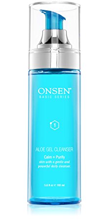 NATURAL Aloe Vera face wash gel by Onsen | Professional facial cleanser for SPRING GLOW Skin care| PURE Organic anti aging gel with HEALING powers |Dark spot cleaner & wrinkle reducer| Pore minimizer