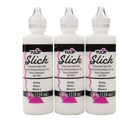 Tulip Bulk Bundle Dimensional Fabric Paint 4 Oz Slick White 3 Pack,White