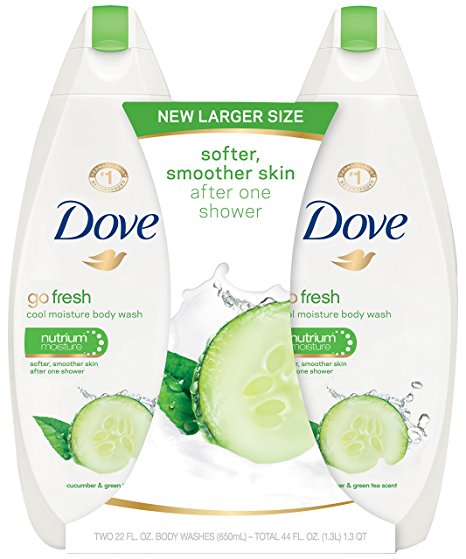 Dove go fresh Body Wash, Cucumber and Green Tea 22 oz, Twin Pack, 2 Count