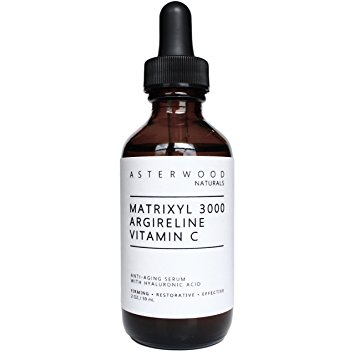 Matrixyl 3000 30% + Argireline 30% + Vitamin C 20% Serum with Organic Hyaluronic Acid 20% 2 oz - Reduce Sun Spots, Wrinkles, Our Most Powerful Triple Combination - Asterwood Naturals - 2 Ounce Bottle