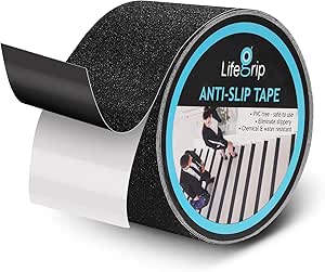 Lifegrip Anti Slip Tape, 4 Inch x 60 Foot Non-Slip Traction Grip Tape for Stairs, Waterproof Stair Treads Grip Non Slip, Non Skid Safety Tape for Steps, Tubs, Boats, Outdoor Black Grip Tape (4" X 60')