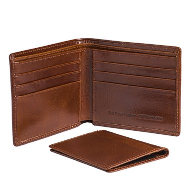 Mens Leather Wallet by Moseeg®, 2 Pc - Premium Genuine Full Grain Leather with Full RFID protection - Minimalist, Premium & Perfect