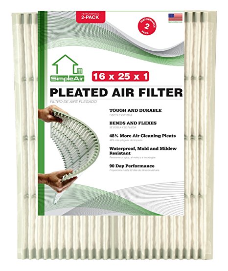 Simple Air- Pleated Air Filter 16x25"x1" (2 Pack)