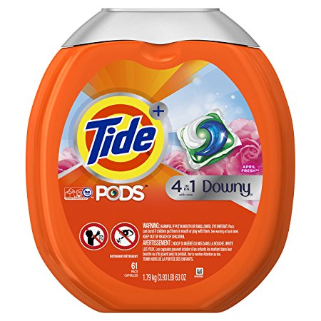 Tide PODS Plus Downy HE Turbo Laundry Detergent Pacs, April Fresh, 61 count