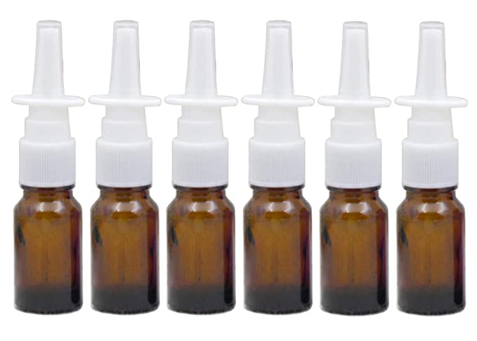 6Pcs 10ml/0.34oz Glass Nasal Spray Bottles - Portable Empty Refillable Fine Mist Sprayers Atomizers Cosmetic Makeup Perfume Storage Container Vials(Brown)