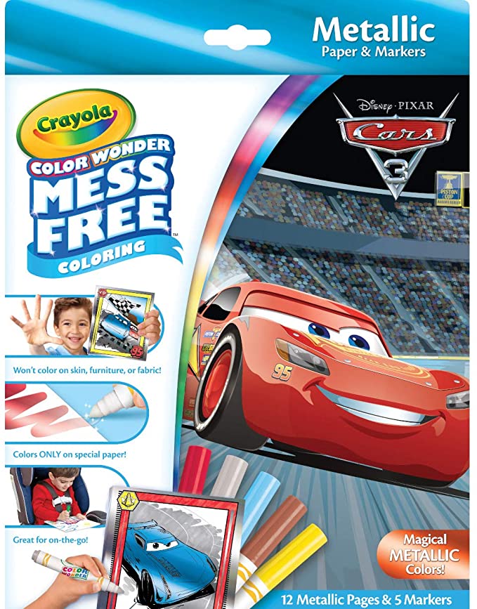 Crayola Color Wonder Cars 3, Mess Free Coloring, 12 Pages, 75-2450