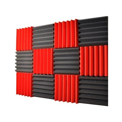 2x12x12 12 Pack REDCHARCOAL Acoustic Wedge Soundproofing Studio Foam Tiles