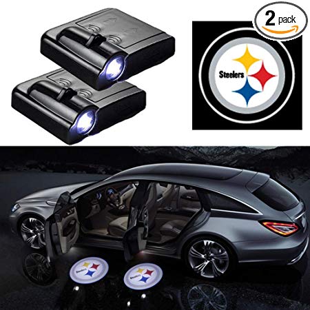 For Pittsburgh Steelers Car Door LED Welcome Light, 2Pcs Car Door Courtesy Light Logo Projector Shadow Ghost Light Lamp Fit for All Car Models