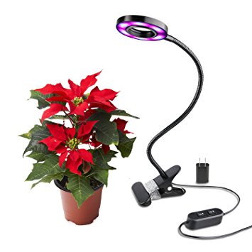 LED Grow Light 10W Clip Desk Plant Lamp for Mini Greenhouse Indoor Veg and Flower BOOCOSA
