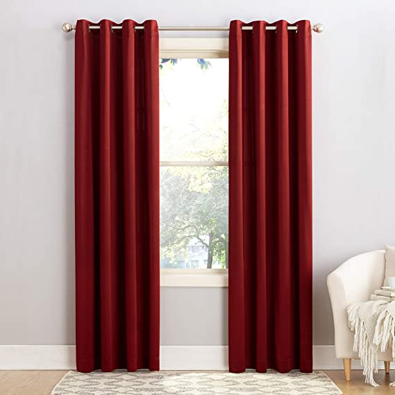 Sun Zero Barrow Energy Efficient Grommet Curtain Panel, 54" x 95", Red