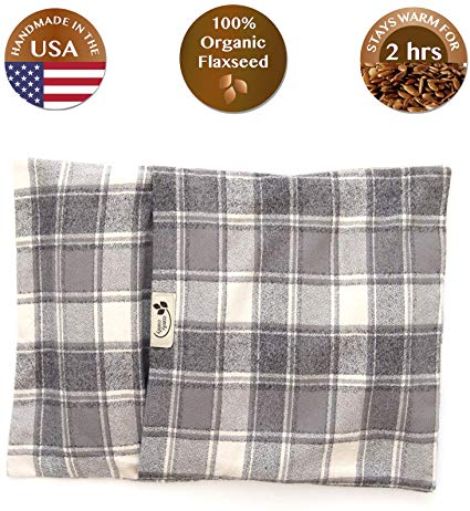 Comfy Warmer Microwaveable Organic Flaxseed Heating Pad with Washable Case Made in The USA (15" x 11", Grey Plaid)