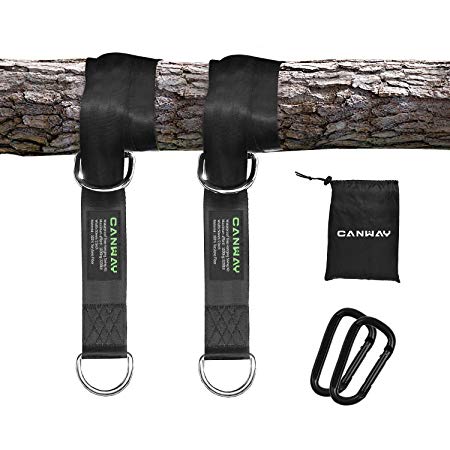 CANWAY Set of 2 Tree Swing Straps Hanging Kit Holds Max 2640 LB with Two Heavy Duty Carabiners (Stainless Steel) - Camping Hammock Accessories (10ft)