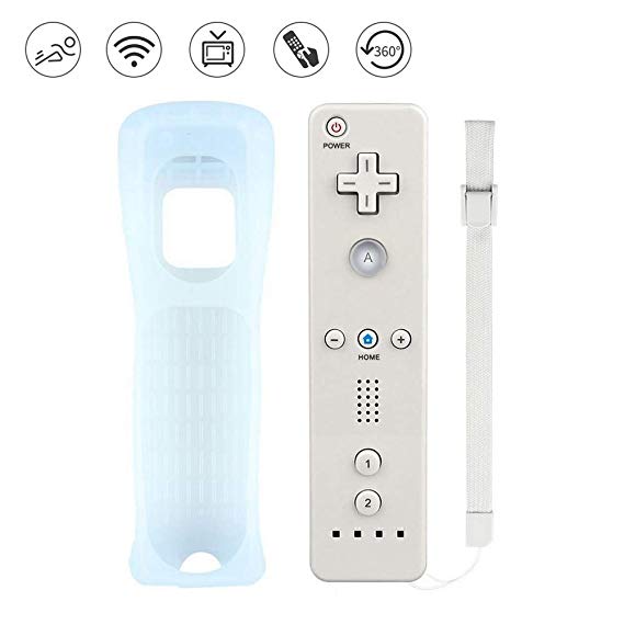 Lactivx Wii Remote Controller,1 Pack Wireless Gesture Controller with Silicone Case and Wrist Strap for Nintendo Wii Wii U Console (White)