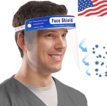 (2 Pack) Safety Face Shield, iFlash Protective Shield with Adjustable Elastic strip, Transparent Full Face Protective Visor with Eye Protection, Anti-Splash Facial Cover for Women Men - Ship from USA