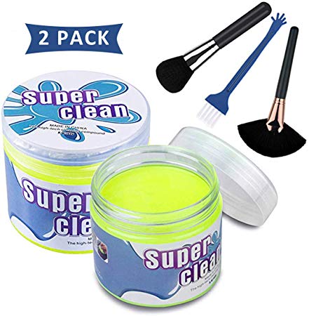 Sendida Car Cleaner Putty Detailing Brush - 2 Pack Auto Gel Interior Cleaner Putty Glue with Brushes Set for Cleaning PC Tablet Laptop Keyboards Car Vents Cleaner Slime Goop Detailer