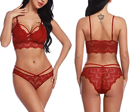 Apperloth 2 Piece Sexy Lingerie for Women Lace Babydoll Sexy Bra and Panty Sets