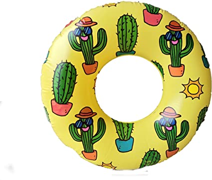 Inflatable 32" Cactus Pool Tube Float for Children, Swimming Ring for Adults, Summer Funny Pool Party Toys for Teens