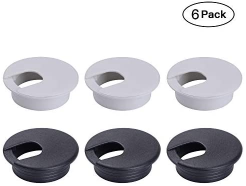 2" White and Black Desk Grommet (6 Pack) (White and Black)