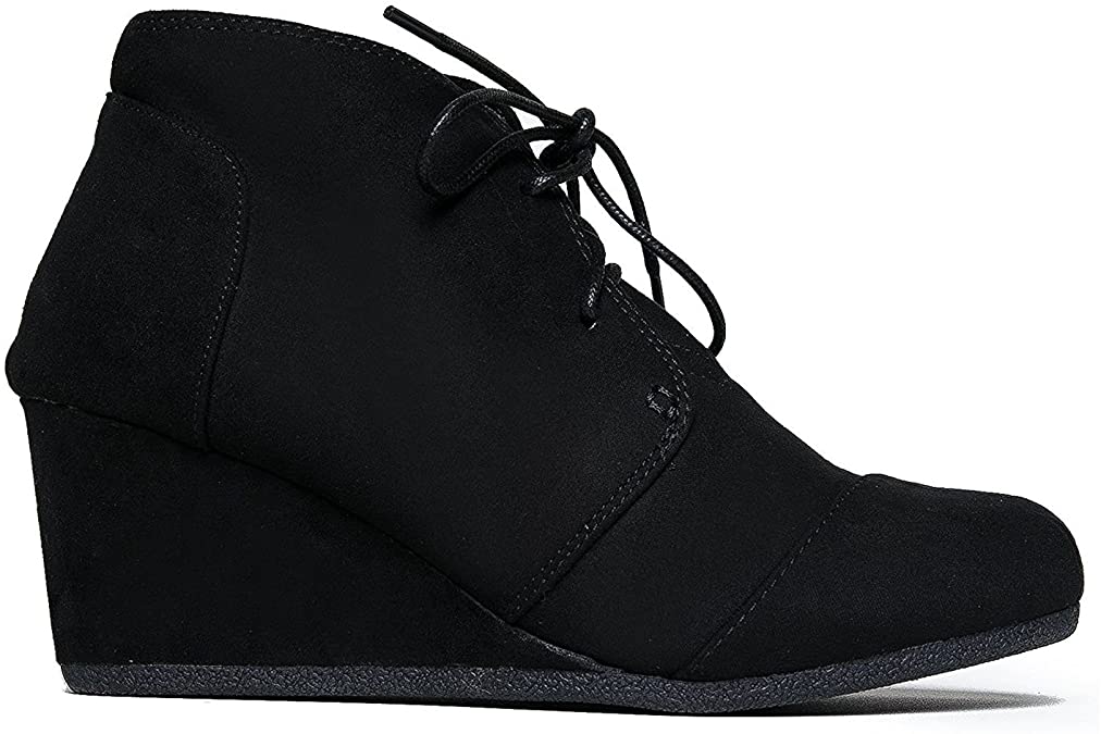 Charles Albert Women's Booties Comfortable Suede Wedges Lace Up Ankle Booties for Women