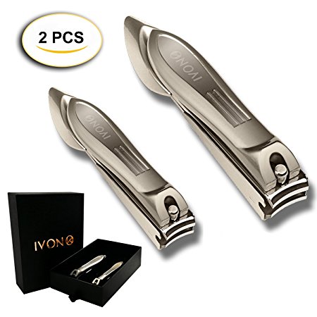 Nail Clippers with Catcher Set Fingernail Toenail Stainless Steel Sharp Cutter for Men and Women