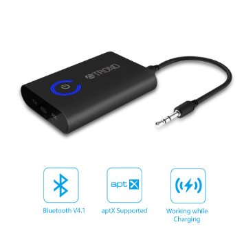 [aptX Low Latency] TROND® 2 in 1 Wireless Bluetooth 4.1 Audio Transmitter and Receiver - Bluetooth Transmitter for TV, iPod, MP3, CD Player or e-Reader; Bluetooth Receiver for Car or Home Stereo