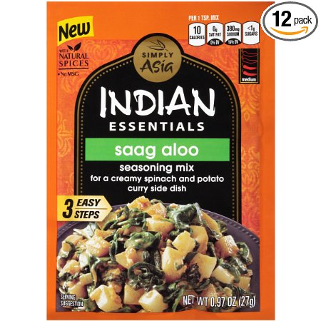 Simply Asia Indian Essentials Indian Essentials Saag Aloo Seasoning Mix, 0.97 oz (Case of 12)