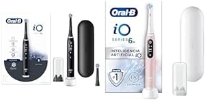 Oral-B iO 6N Brosse À Dents Électrique Noire Connectée Bluetooth, 2 Brossettes & iO Series 6N Brosse à Dents Électrique, Connectée Bluetooth, 5 Modes de Brossage, 2 Brossettes, 1 Étui, Blanc/Rose