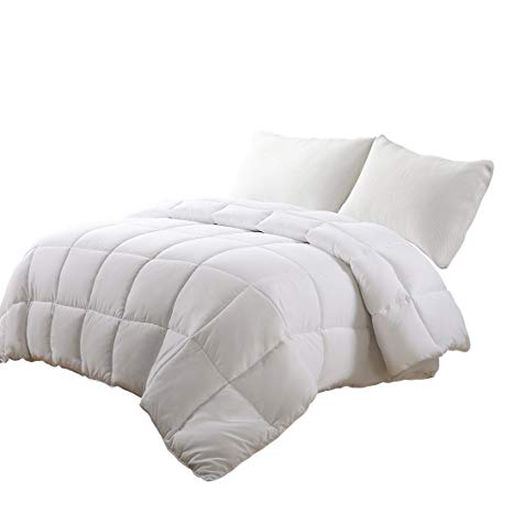 Edilly Luxury Down Alternative Quilted California King Comforter-Stand Alone Comforter for California King Size Bed,Year Round Duvet Insert with 4 Corner Tabs,96''x 104'',White Pro