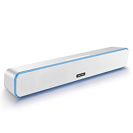 Sound Bar Portable Bluetooth Speakers Outdoor Wireless Mini Sound Bars with 12W Stereo Bass 2000mAh Battery Support FM and Micro SD Card for USB Drive Tablet Phone White