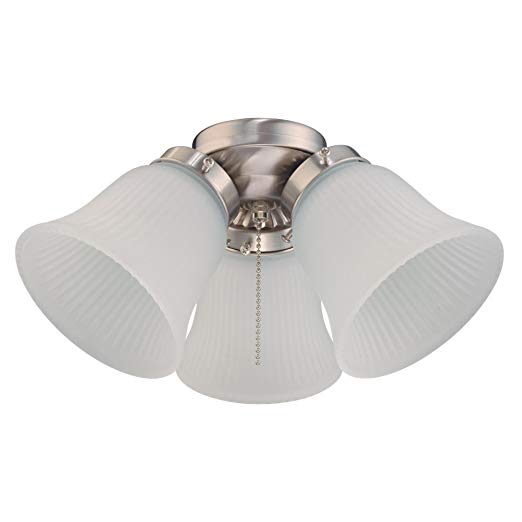 Westinghouse Lighting 7784900 Three LED Cluster Ceiling Fan Light Kit, Brushed Nickel Finish with Frosted Ribbed Glass, White