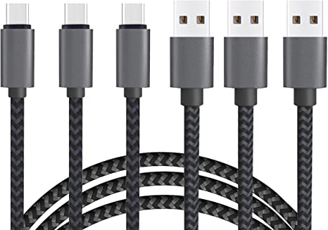 USB Type C Cable 3ft 3Pack by Ailun High Speed Type-C to USB A Sync and Charging Nylon Braided Cable for Galaxy s20, s20  S20Ultra S10 Plus and More Smartphone Tablets Silver BlackGrey NOT Micro USB