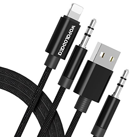 Wofalodata Car Audio USB Charging Cable, Aux Charge Cord for iPhone X/8/7, 3.5 mm to 3.5 mm