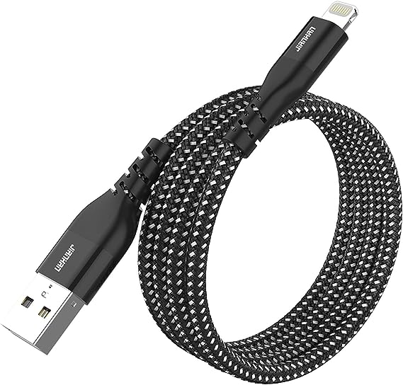 iPhone Charger Cable,JianHan [Apple MFi Certified] USB A to Lightning Cable Nylon Braided 2m iPhone Cord for iPhone 14 13 12 11 Pro Max Mini XS XR X 10 8 7 Plus 6s 6 SE,iPad,iPod (Black)
