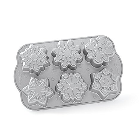 Nordic Ware Frozen Snowflake Cakelet Pan, Metallic