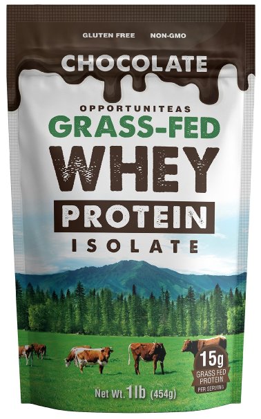 Chocolate Grass Fed Whey Protein Powder Isolate | Chocolate   Non GMO   Gluten Free | 1 lb