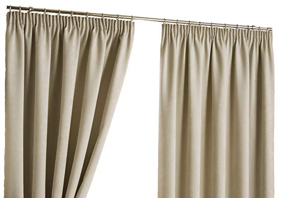 Hamilton McBride Belvedere Blackout Natural Blackout Lined Readymade Curtain Pair 138x108in(350x274cm) Approx