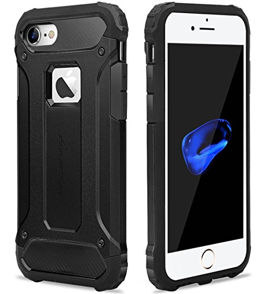 iPhone 7 Case,iPhone 8 case, Amextrian Anti-Scratch Shock Absorption Dual layer Rugged Case Non-slip Grip Protection Cover for iPhone 8(2017) /iPhone 7(2016)- [Matte Black]