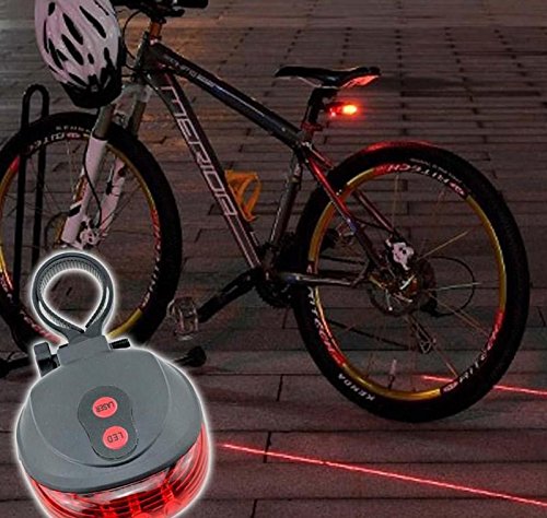LW Bike Laser Tail Light: 2 Laser Beam 5 LED 7 Flashing Patterns