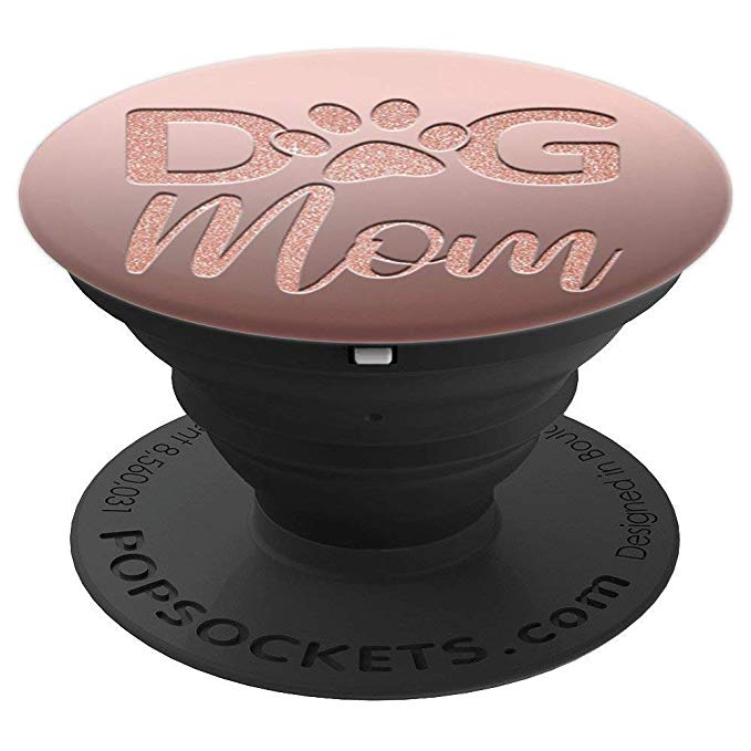 Golden Rose Pink Dog Mom On dark Pink - PopSockets Grip and Stand for Phones and Tablets