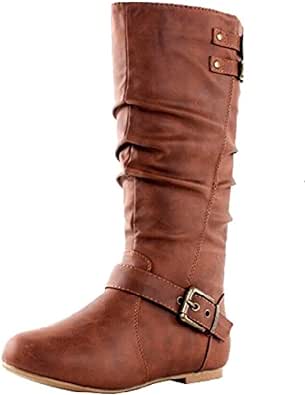 TOP Moda Night-76 Women's Slouched Under Knee High Flat Boots