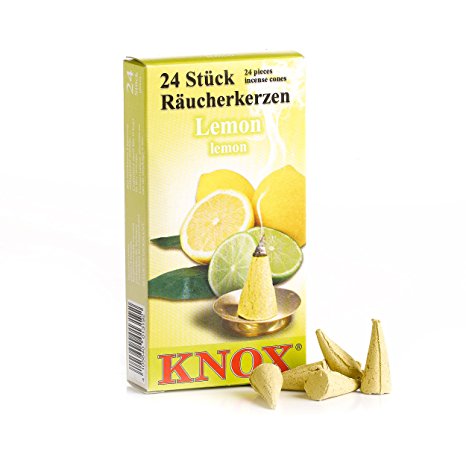 KNOX Lemon Scented Incense Cones, Pack of 24, Made in Germany