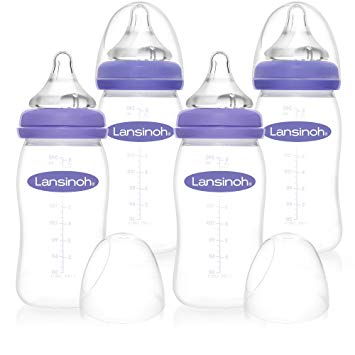 Lansinoh Breastfeeding Bottles with NaturalWave Nipple, 8 Ounce Bottles, 4 Count